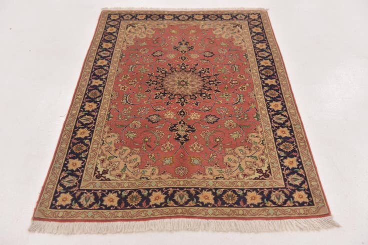 Detail image of 3' 5 x 5' Hand Knotted Isfahan Persian Rug