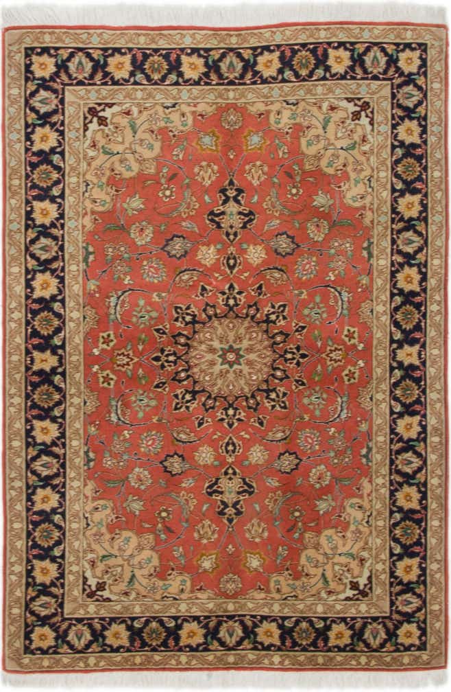 3' 5 x 5' Hand Knotted Isfahan Persian Rug