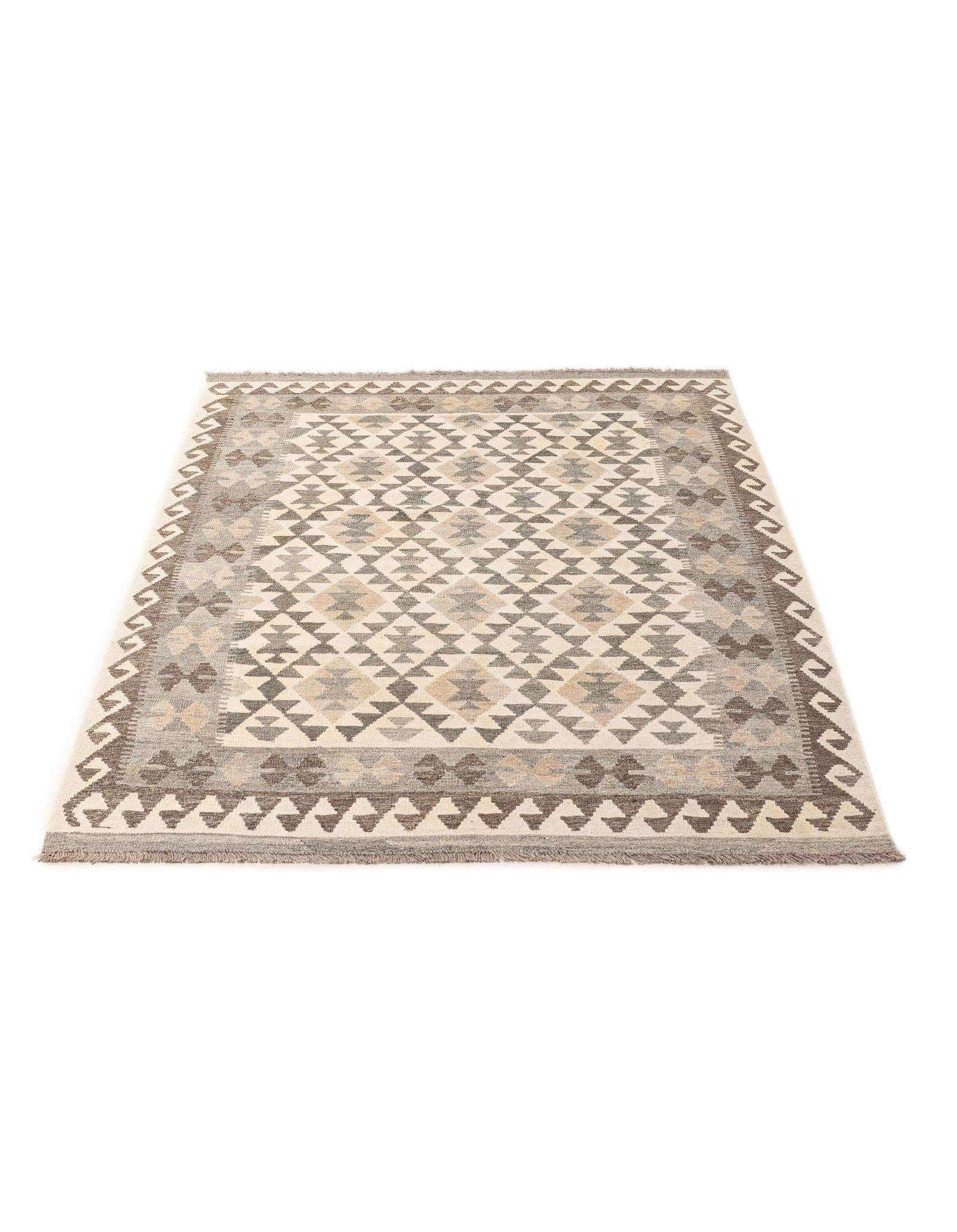 4' 10 x 6' 6 Hand Woven Kilim Maymana Wool Rug