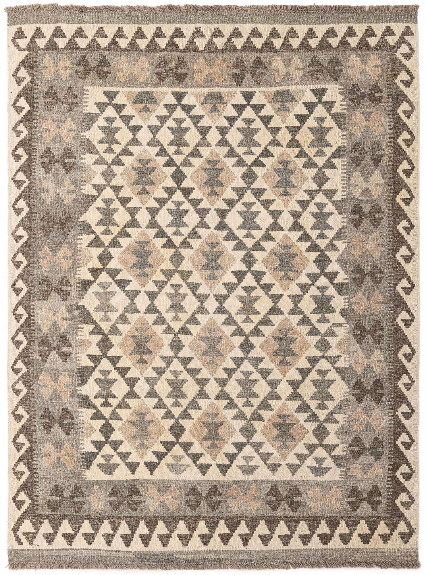 4' 10 x 6' 6 Hand Woven Kilim Maymana Wool Rug
