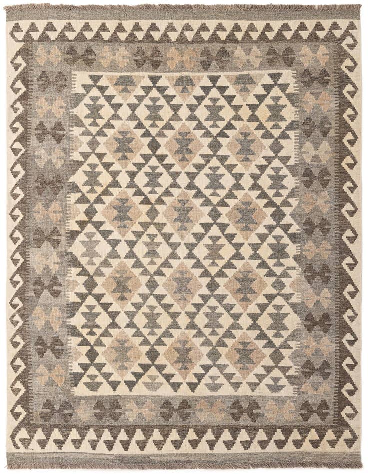 Detail image of 4' 10 x 6' 6 Hand Woven Kilim Maymana Wool Rug