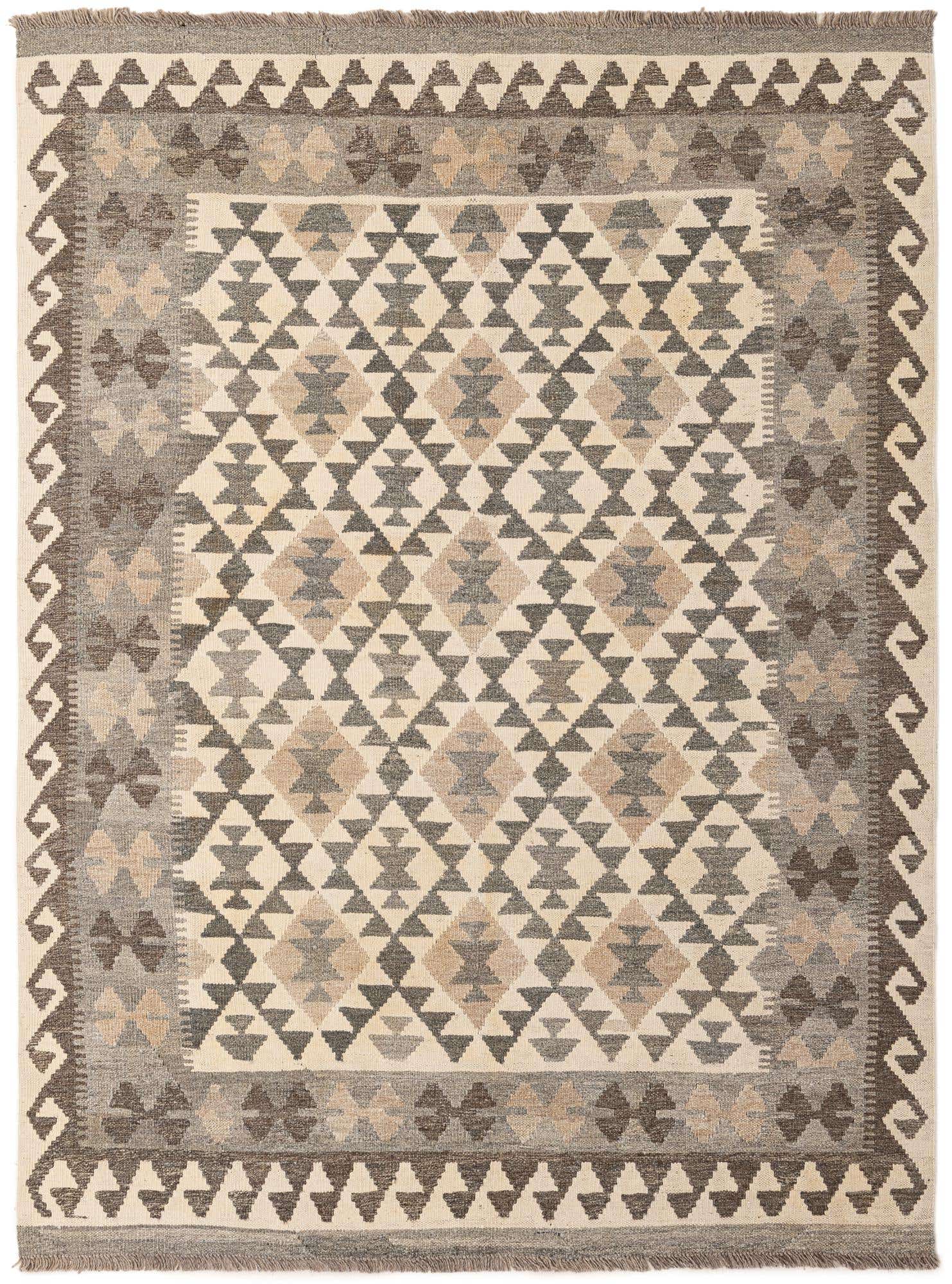 4' 10 x 6' 6 Hand Woven Kilim Maymana Wool Rug