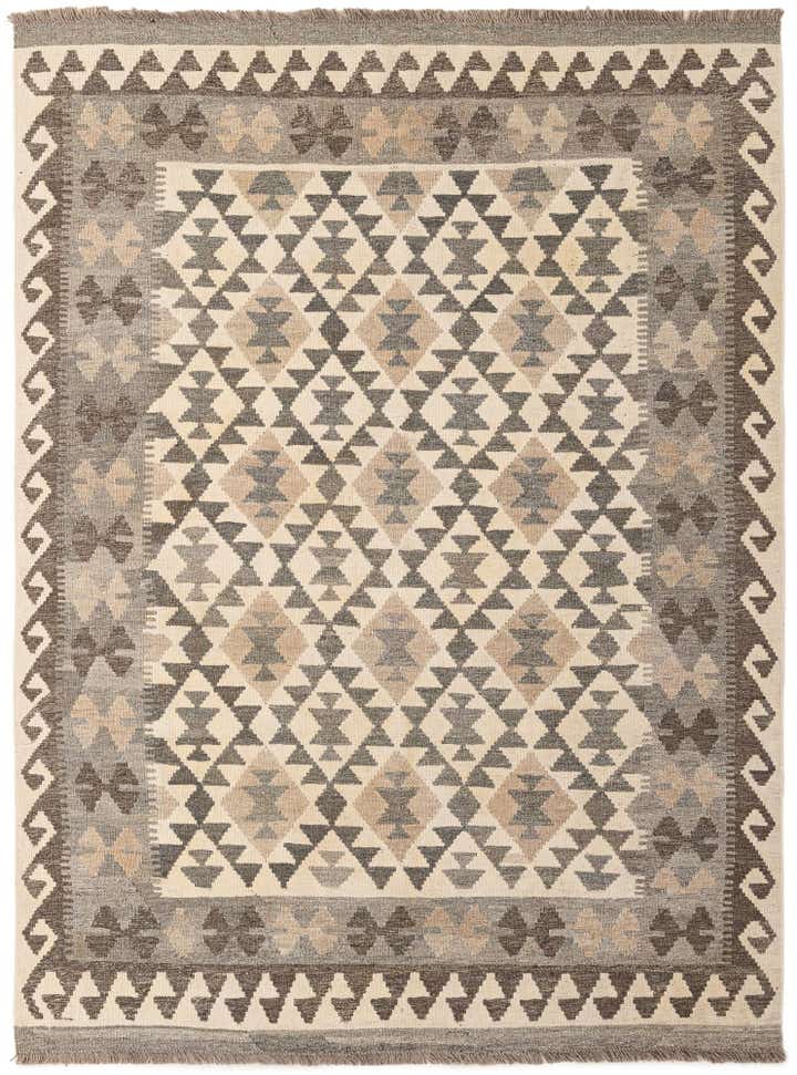 4' 10 x 6' 6 Hand Woven Kilim Maymana Wool Rug