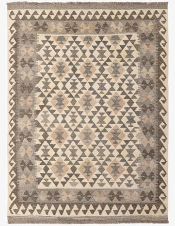 4' 10 x 6' 6 Hand Woven Kilim Maymana Wool Rug