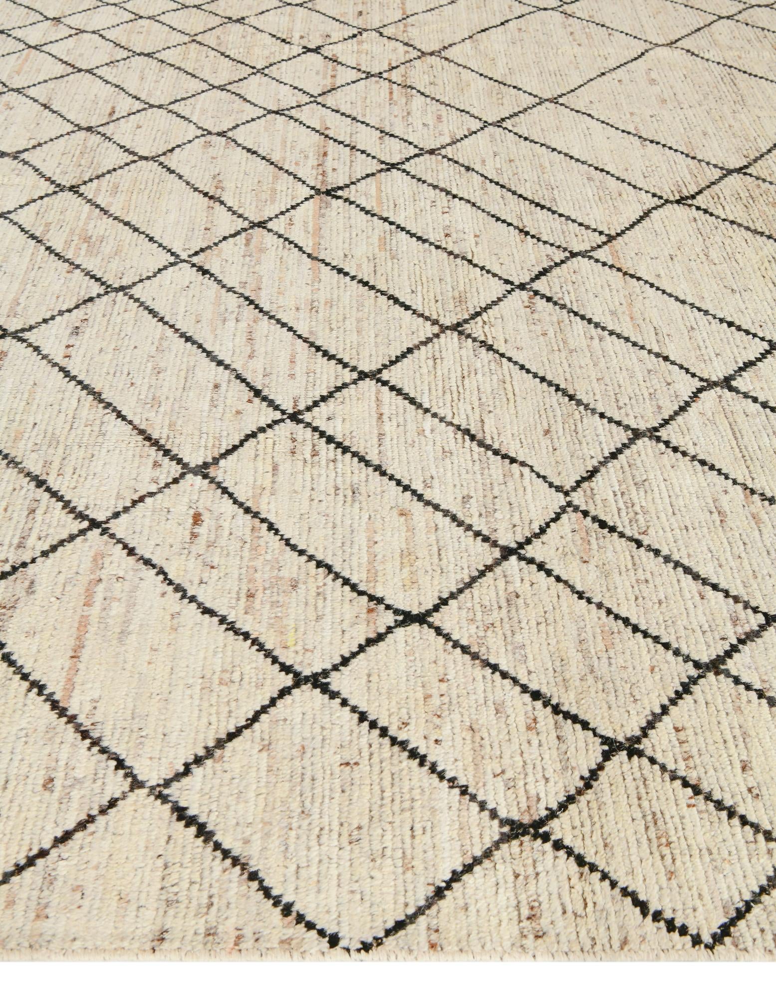 12' 9 x 19' 7 Hand Knotted Moroccan Wool Rug