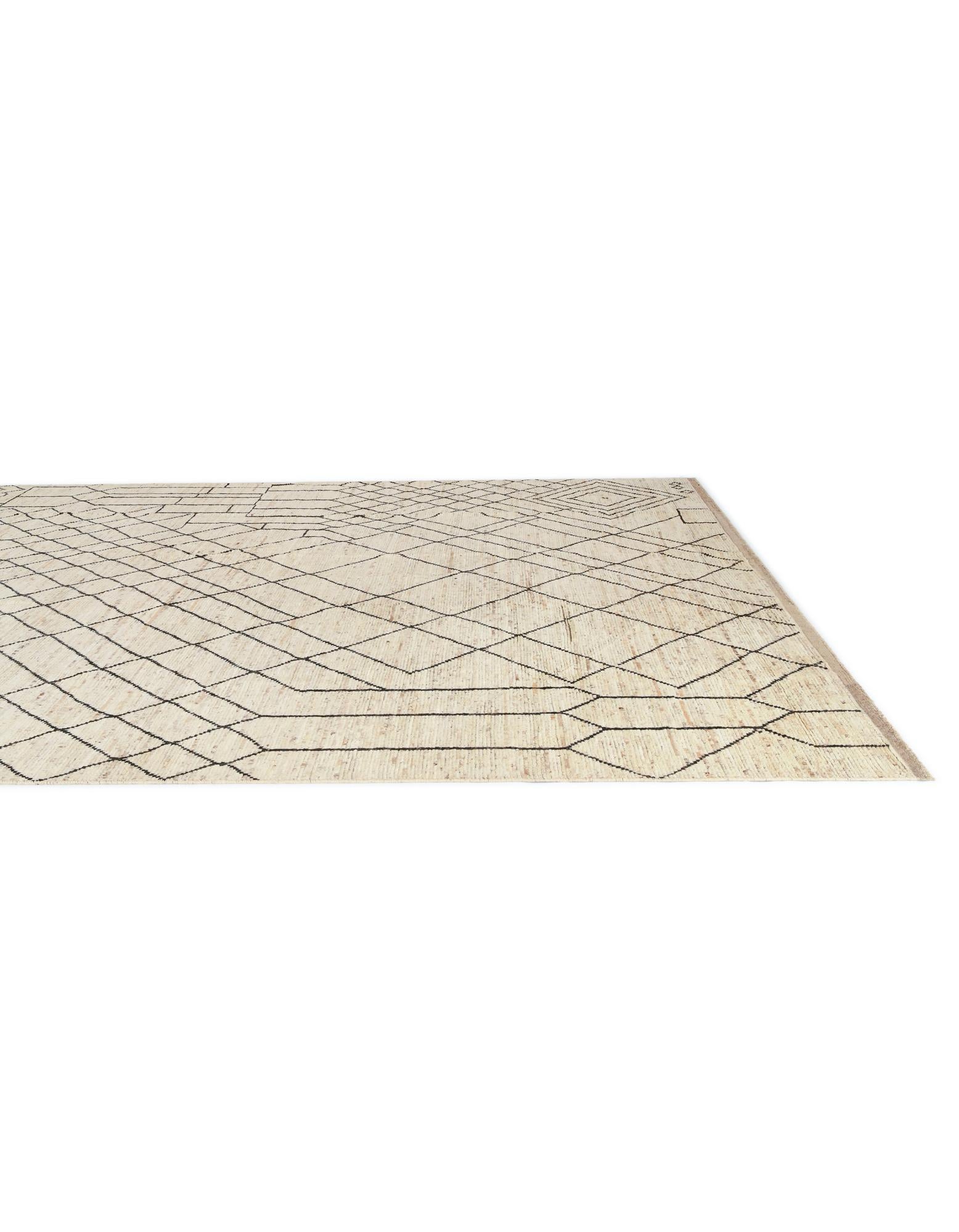 12' 9 x 19' 7 Hand Knotted Moroccan Wool Rug