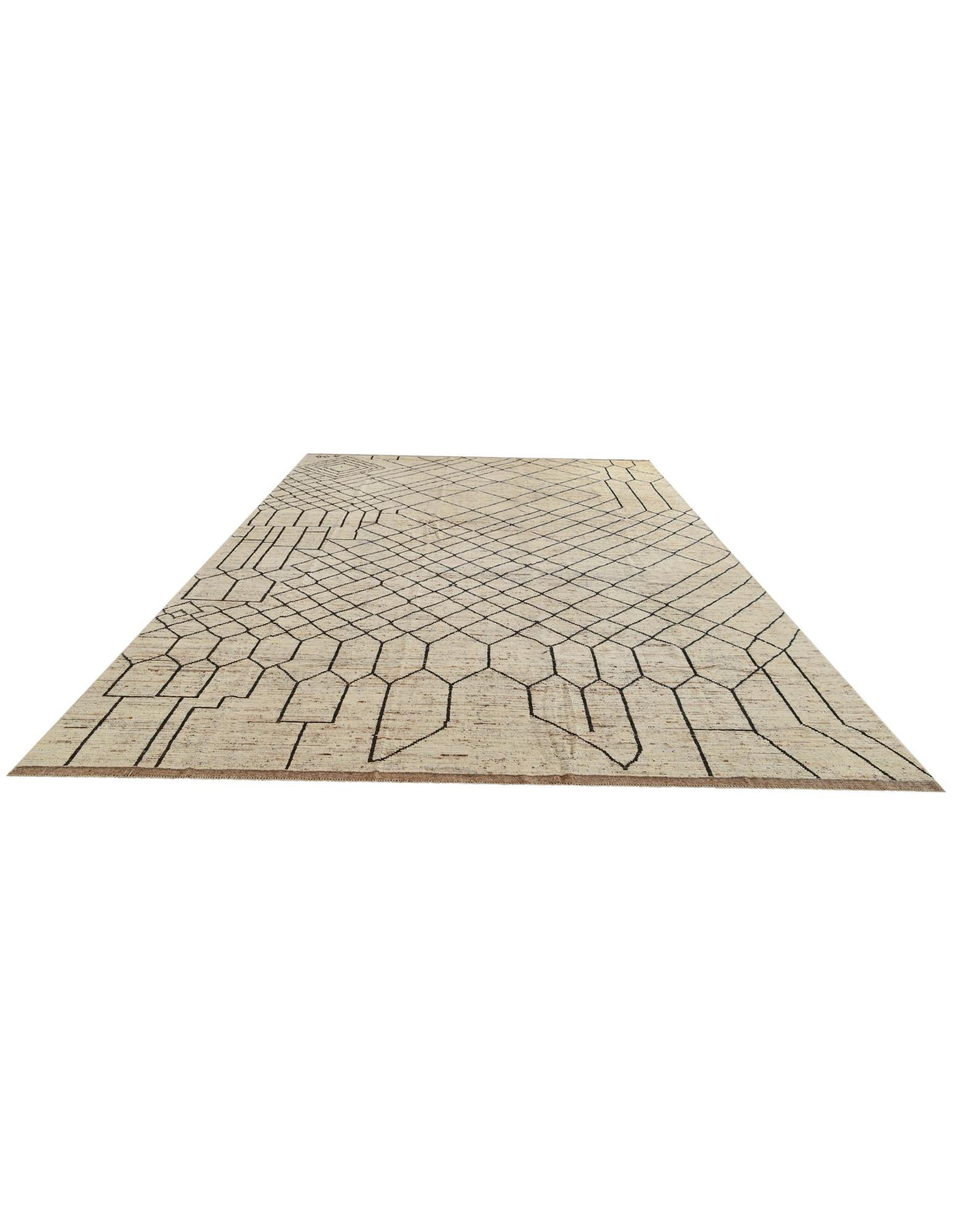 12' 9 x 19' 7 Hand Knotted Moroccan Wool Rug