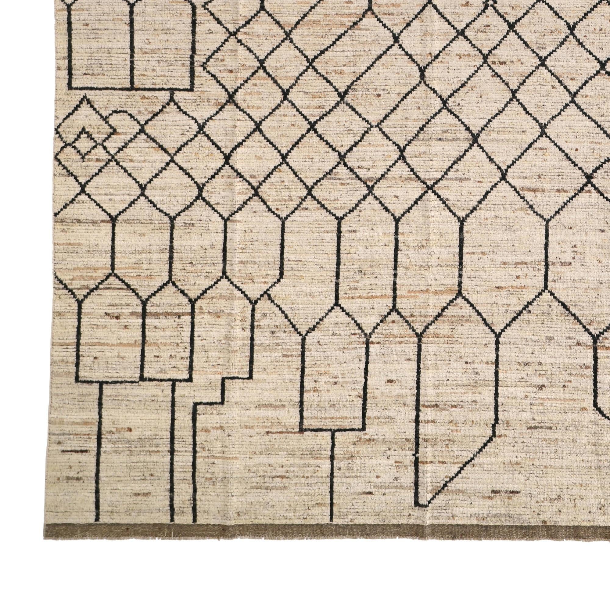 12' 9 x 19' 7 Hand Knotted Moroccan Wool Rug