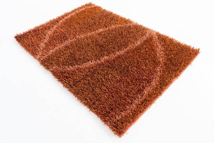 Detail image of 4' 2 x 5' 9 Hand Knotted Two-Tone Shag Rug