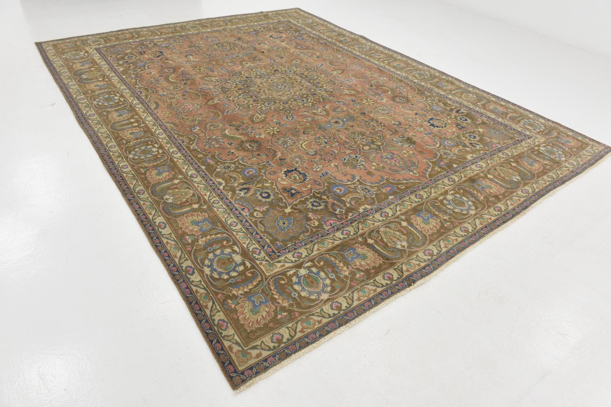 9' 5 x 12' 4 Hand Knotted Ultra Vintage Persian Wool Rug