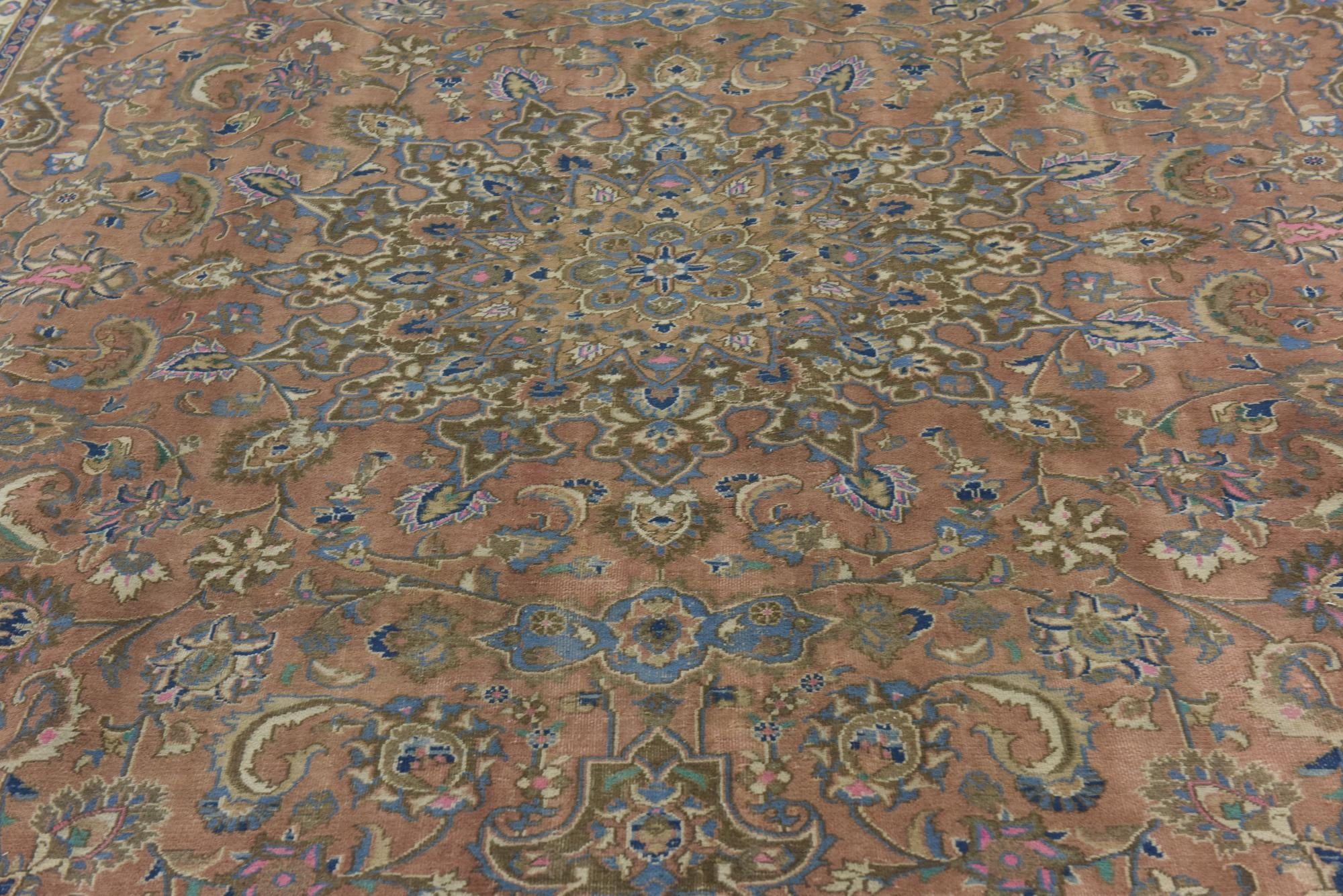 9' 5 x 12' 4 Hand Knotted Ultra Vintage Persian Wool Rug