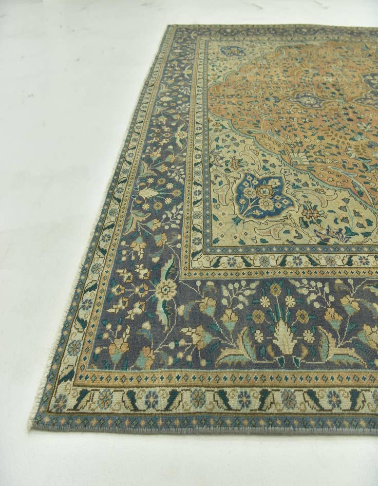 Detail image of 9' 7 x 13' Hand Knotted Ultra Vintage Persian Wool Rug