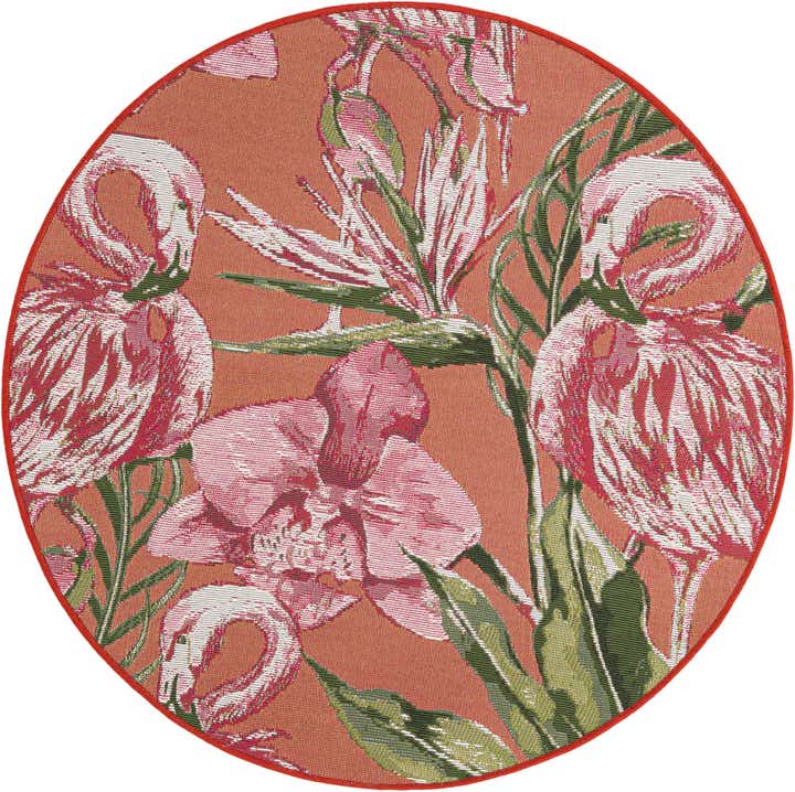 3' x 3' Easy-Clean Botanical Indoor / Outdoor Round Rug