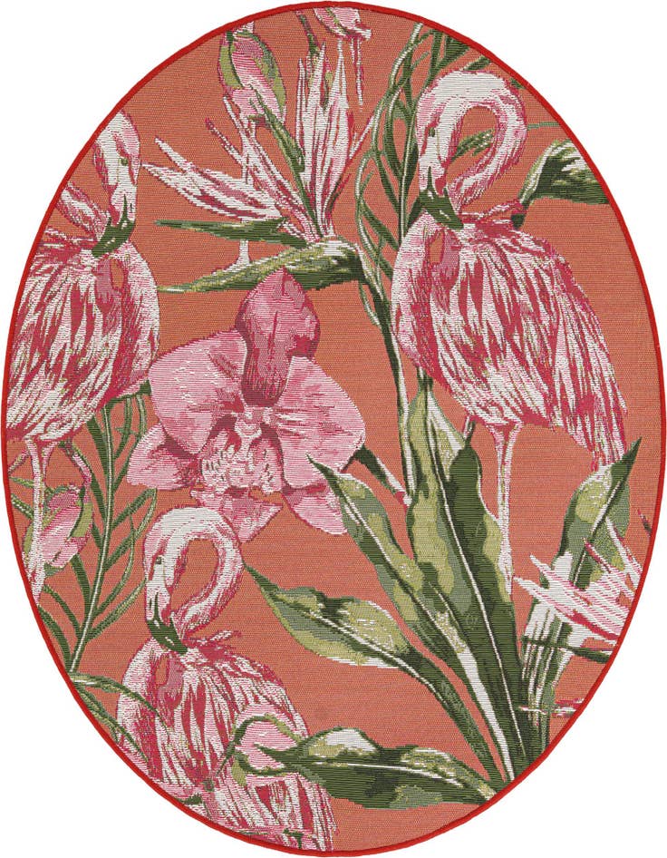Detail image of 4' x 4' Easy-Clean Botanical Indoor / Outdoor Round Rug