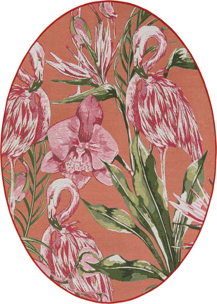 5' x 5' Easy-Clean Botanical Indoor / Outdoor Round Rug