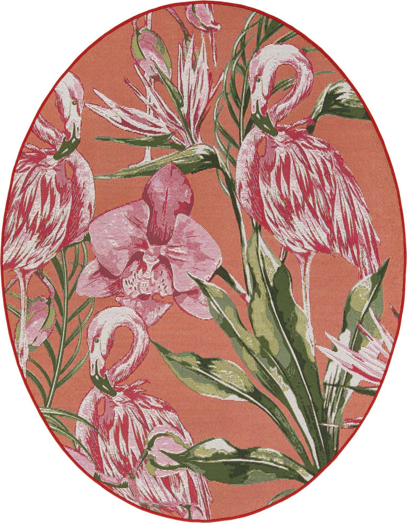 5' x 5' Easy-Clean Botanical Indoor / Outdoor Round Rug