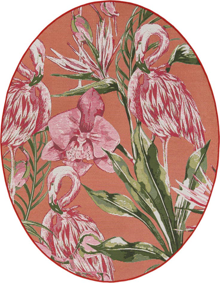 Detail image of 5' x 5' Easy-Clean Botanical Indoor / Outdoor Round Rug