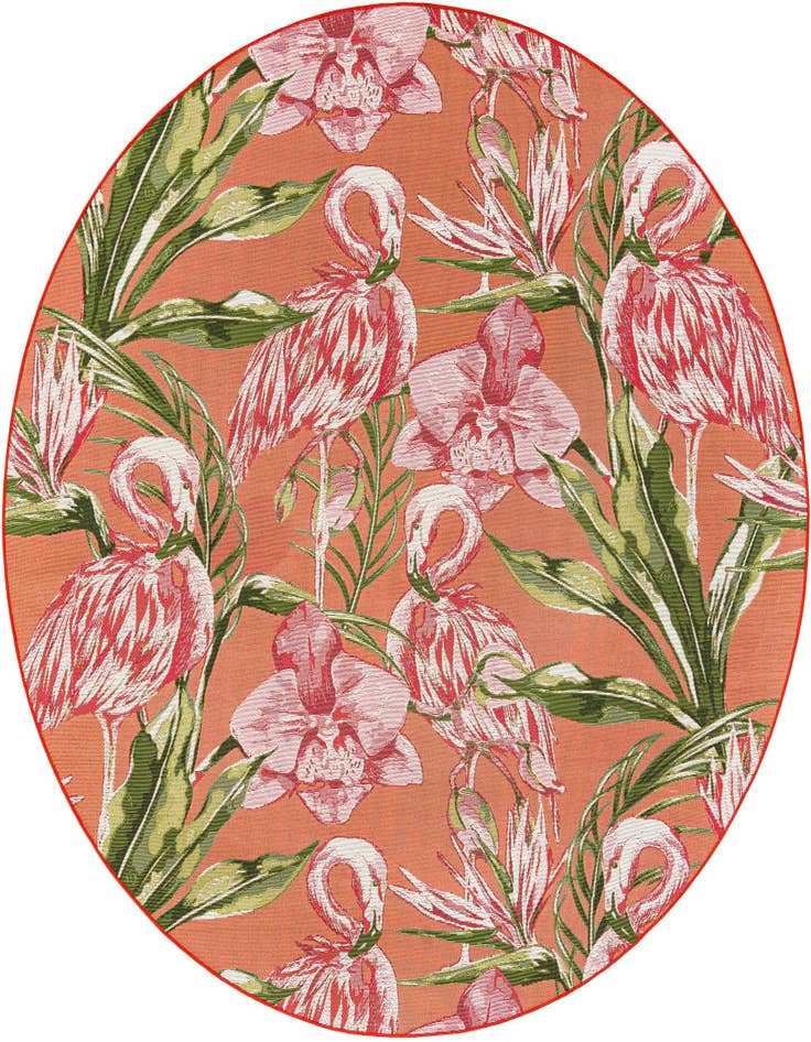 Detail image of 7' 10 x 7' 10 Easy-Clean Botanical Indoor / Outdoor Round Rug
