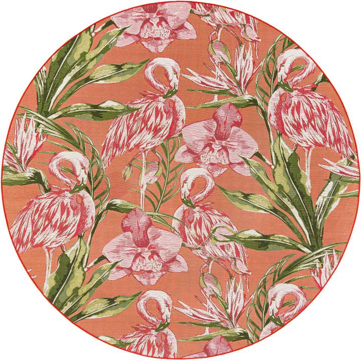 7' 10 x 7' 10 Easy-Clean Botanical Indoor / Outdoor Round Rug