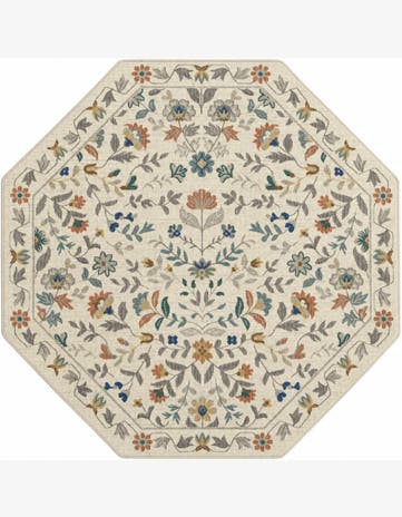 Coriander · Floral rug, ivory, terracotta and blue