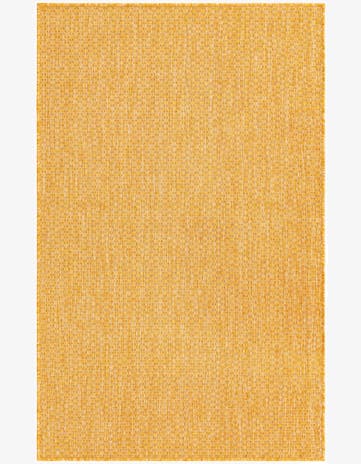 Corn Harvest Yellow Easy-Clean Solid Indoor / Outdoor Rug