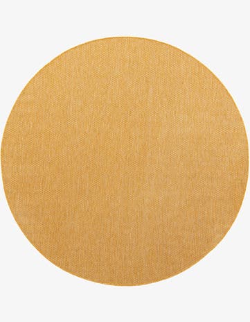 Corn Harvest Yellow Easy-Clean Solid Indoor / Outdoor Round Rug