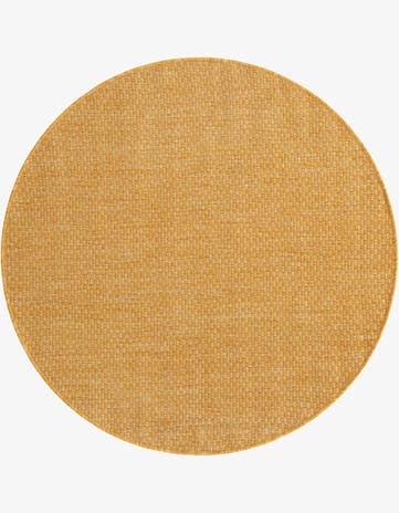 Corn Harvest Yellow Easy-Clean Solid Indoor / Outdoor Round Rug