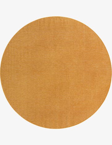 Corn Harvest Yellow Easy-Clean Solid Indoor / Outdoor Round Rug