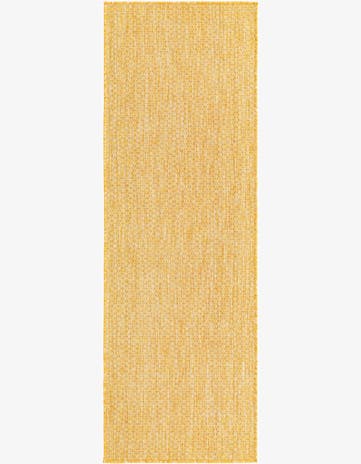 Corn Harvest Yellow Easy-Clean Solid Indoor / Outdoor Runner Rug