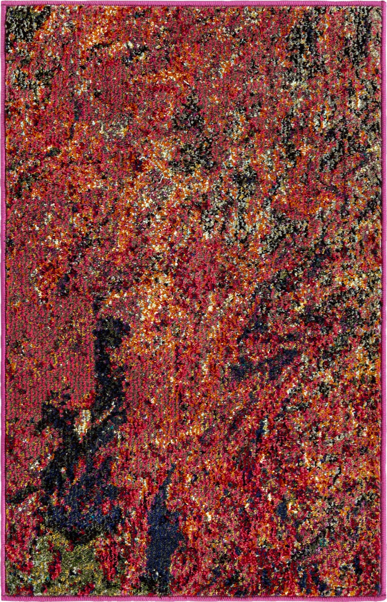 2' x 3' Coronado · Abstract Washable Rug, multi and red
