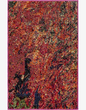 Coronado · Abstract Washable Rug, multi and red