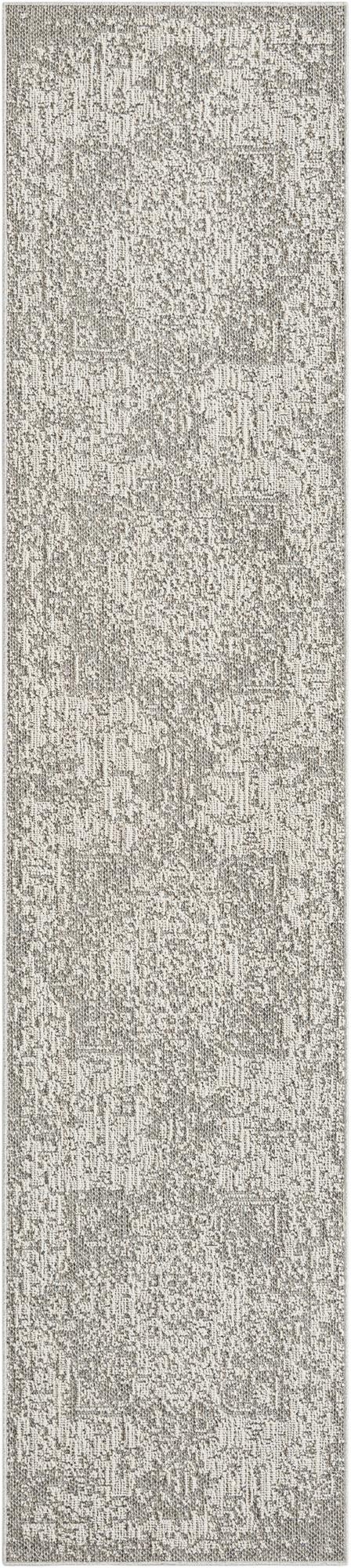 2' 7 x 12' Cotter · Faded medallion Outdoor Rug, gray and cream