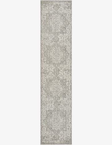 2' 7 x 12' Cotter · Faded medallion Outdoor Rug, gray and cream