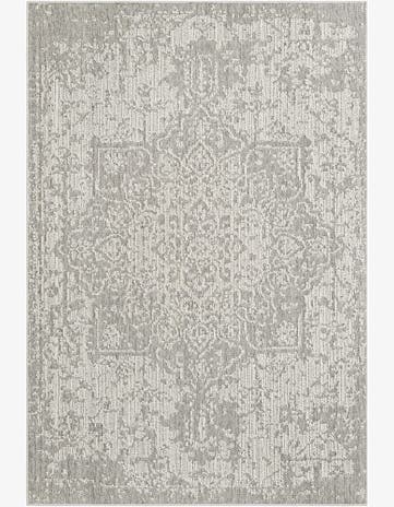 6' 1 x 9' Cotter · Faded medallion Outdoor Rug, gray and cream