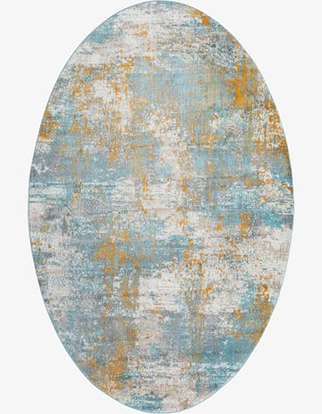 Cream Blue Paragon Oval Rug