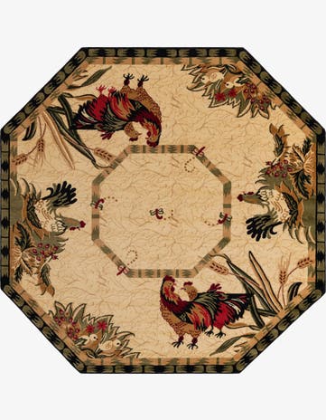 Cream Pastoral Octagon Rug