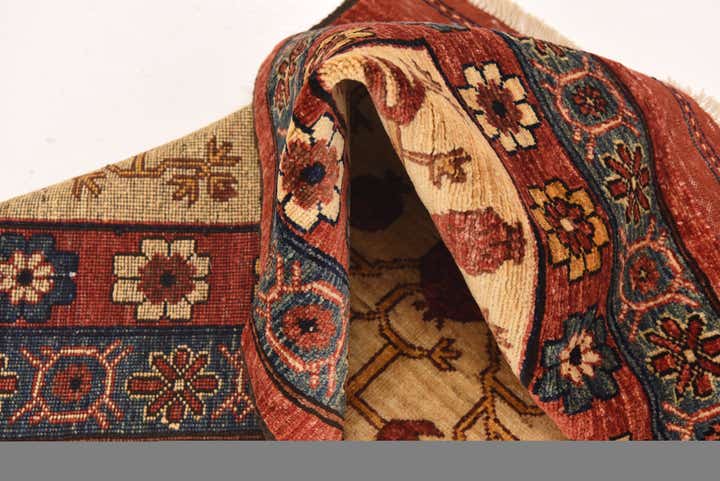 4' 1 x 6' 8 Hand Knotted Afghan Ersari Wool Rug