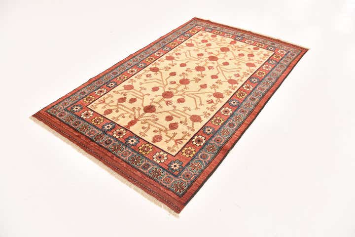 4' 1 x 6' 8 Hand Knotted Afghan Ersari Wool Rug