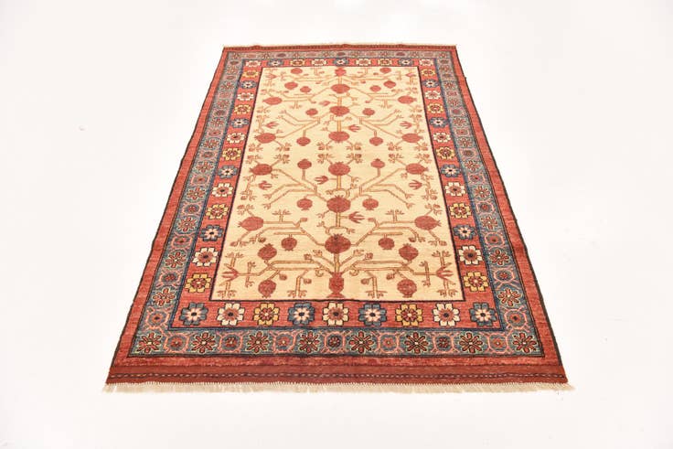 Detail image of 4' 1 x 6' 8 Hand Knotted Afghan Ersari Wool Rug