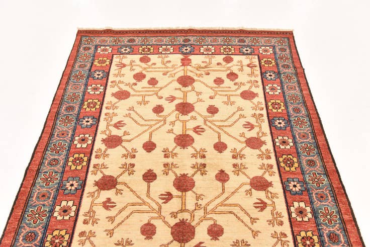 Detail image of 4' 1 x 6' 8 Hand Knotted Afghan Ersari Wool Rug