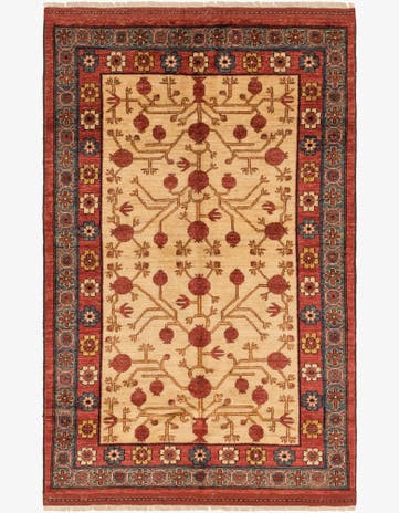 4' 1 x 6' 8 Hand Knotted Afghan Ersari Wool Rug