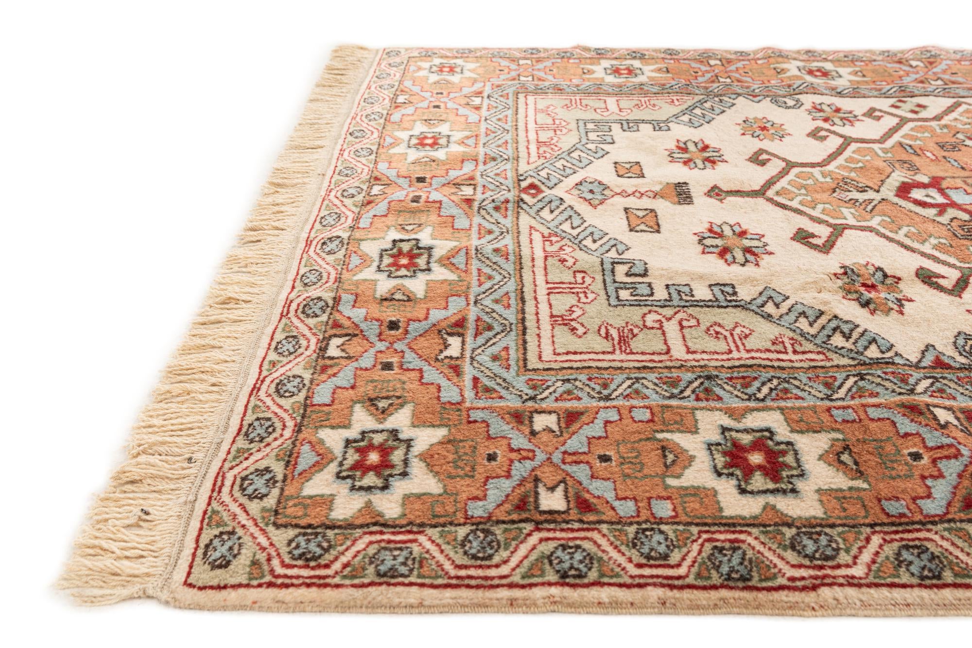 4' 4 x 6' 8 Hand Knotted Anatolian Oriental Wool Rug