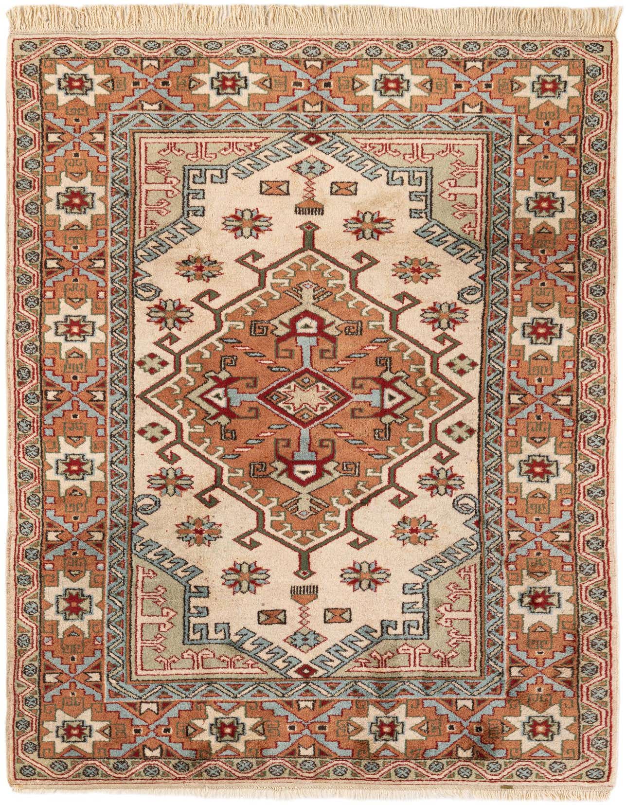 4' 4 x 6' 8 Hand Knotted Anatolian Oriental Wool Rug