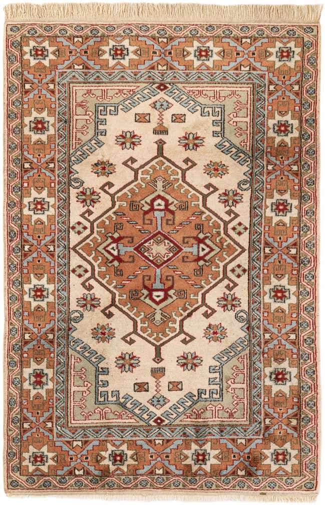 4' 4 x 6' 8 Hand Knotted Anatolian Oriental Wool Rug