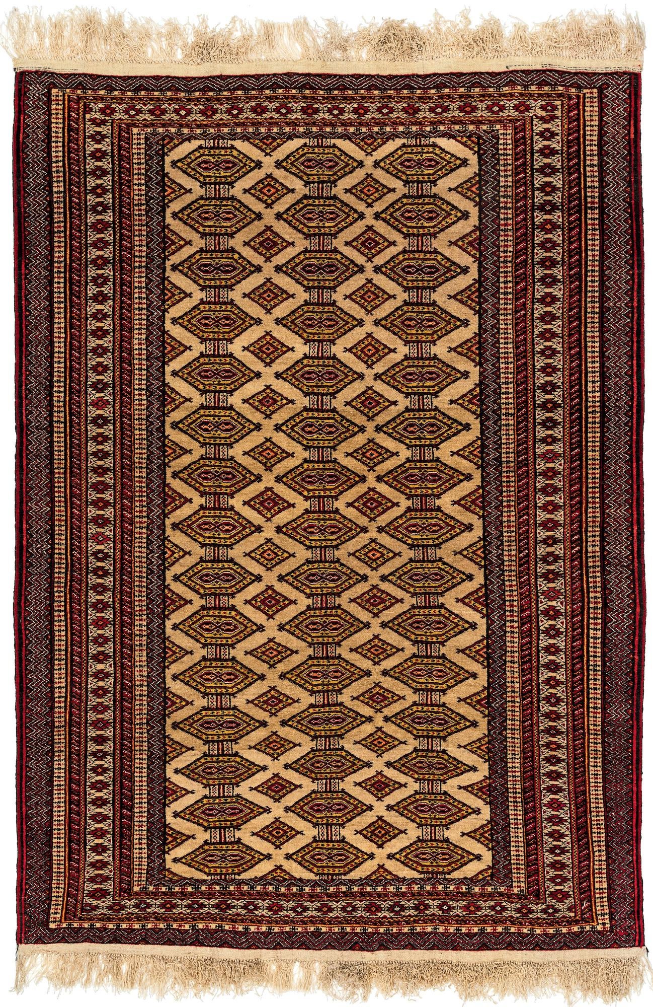 4' 3 x 6' 1 Hand Knotted Bokhara Wool Rug