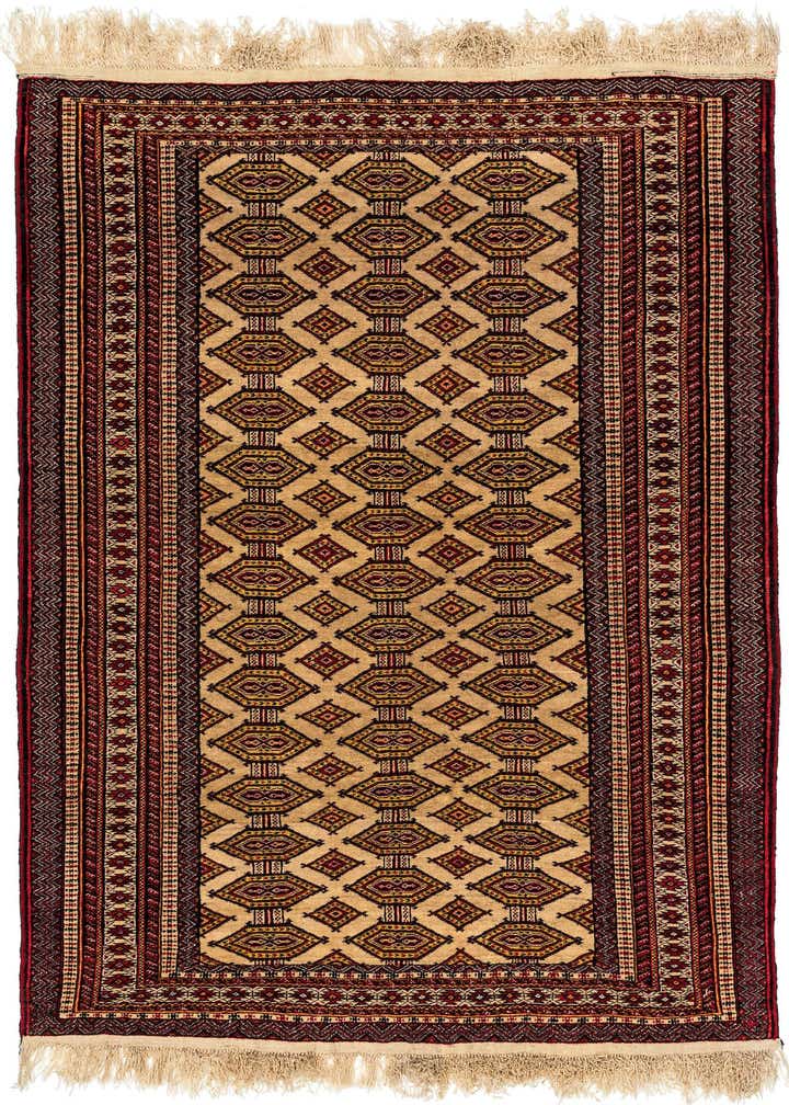 4' 3 x 6' 1 Hand Knotted Bokhara Wool Rug