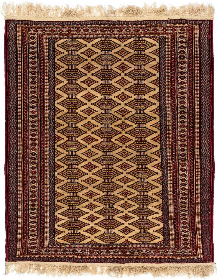 Detail image of 4' 3 x 6' 1 Hand Knotted Bokhara Wool Rug