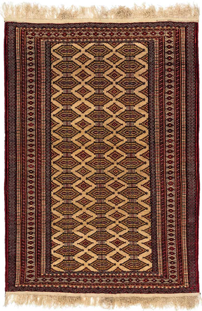 4' 3 x 6' 1 Hand Knotted Bokhara Wool Rug