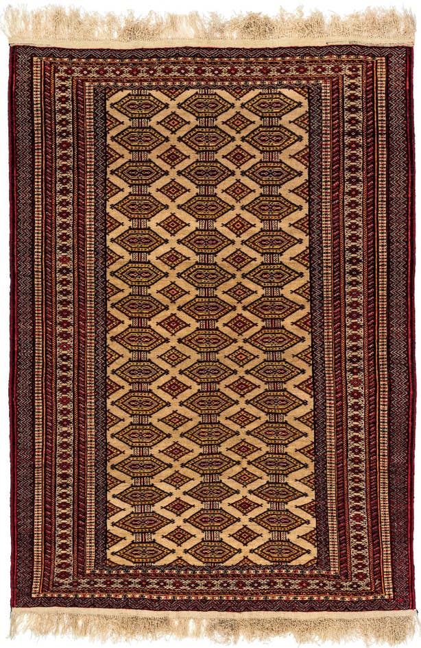 Detail image of 4' 3 x 6' 1 Hand Knotted Bokhara Wool Rug