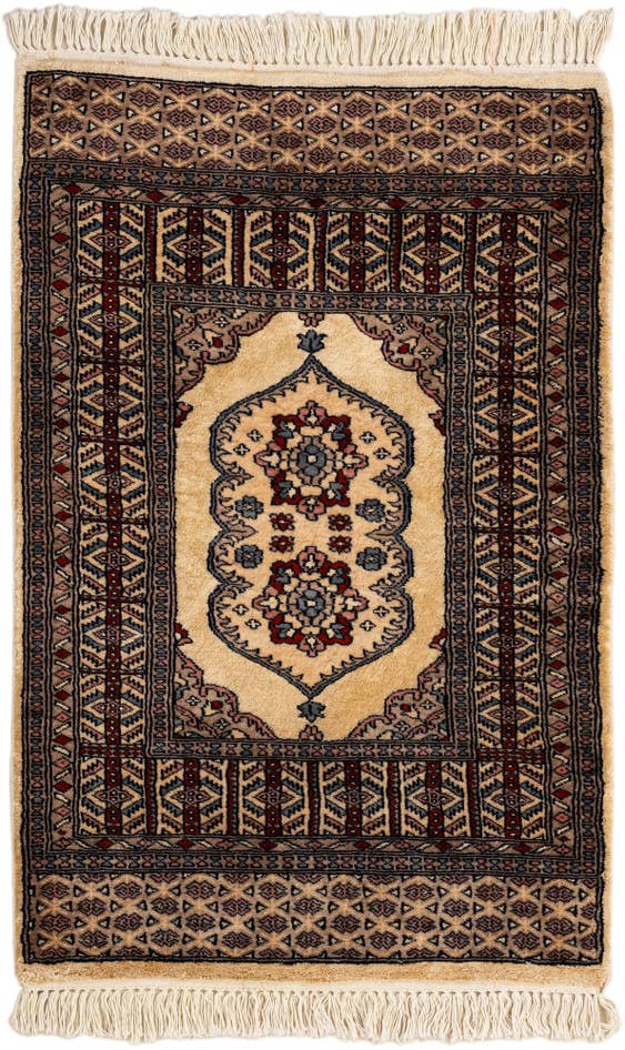Detail image of 2' 6 x 4' Hand Knotted Bokhara Oriental Wool Rug